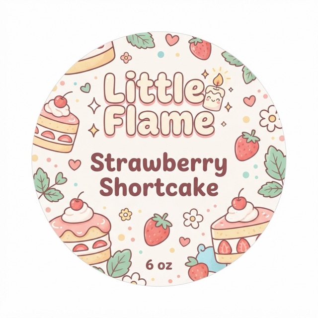 cute candle label design for Strawberry Shortcake by Little Flame